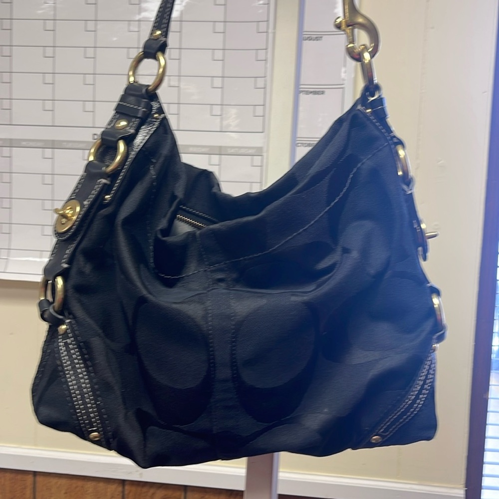 Coach black bag with gold hardware